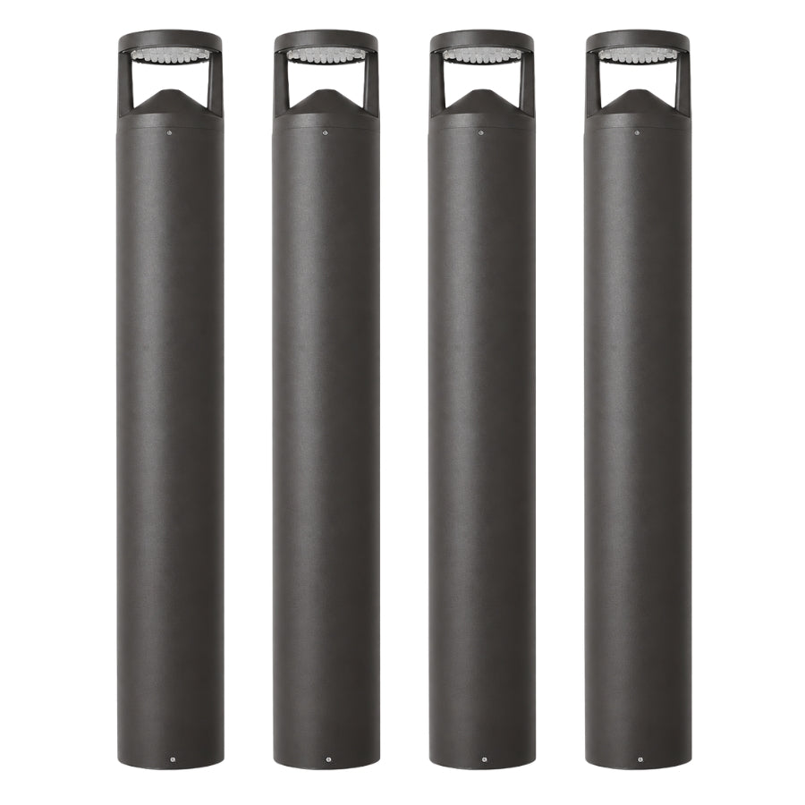 Four 42-inch outdoor LED bollard lights in dark bronze finish for pathway landscape and commercial outdoor lighting