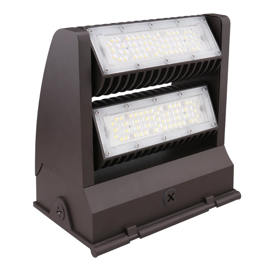 80W Rotatable LED Wall Pack | 10,800 Lumens | 350° Adjustable Optics | 120-277V | DLC Premium