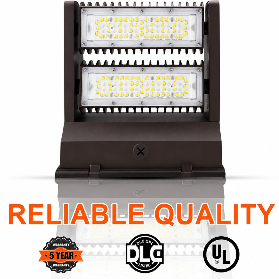 120W Rotatable LED Wall Pack | 16,200 Lumens | 350° Adjustable Optics | 120-277V | DLC Premium
