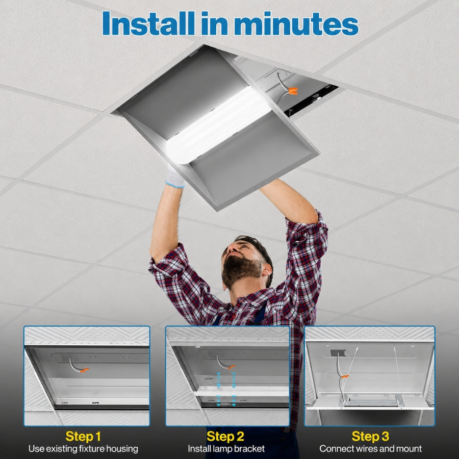 2x2 LED Center Basket Troffer Light, 30W/35W/40W Selectable, 3000K/4000K/5000K 3CCT Adjustable, 0-10V Dimmable Commercial Recessed Ceiling Light, LED Troffer Panel for Office, School, Hospital & Drop Ceiling, ETL DLC 120-277V