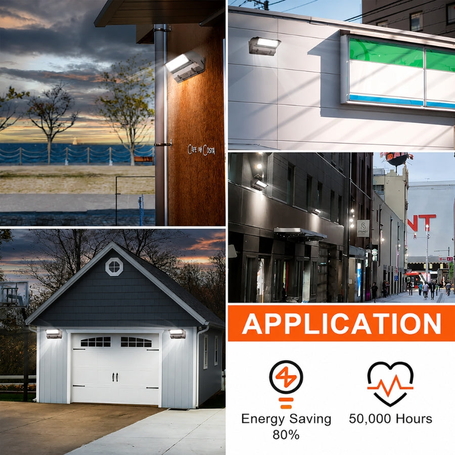 40W Rotatable LED Wall Pack | 5,400 Lumens | 350° Adjustable Optics | 120-277V | DLC Premium