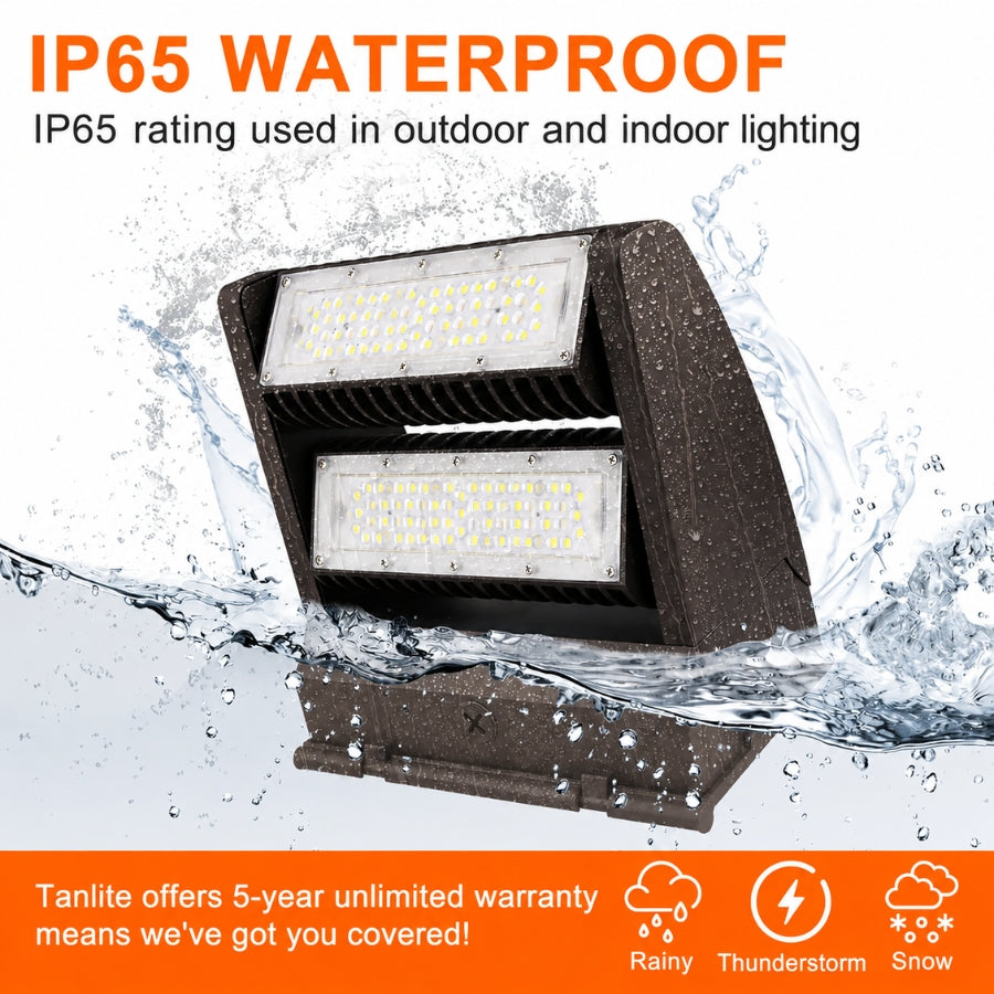 80W Rotatable LED Wall Pack | 10,800 Lumens | 350° Adjustable Optics | 120-277V | DLC Premium