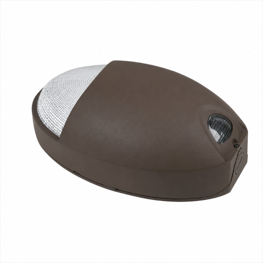 12W LED Emergency Wall Pack Light | 90-Minute Battery Backup | Dusk-to-Dawn Photocell | 120-277V | IP65 Wet Location