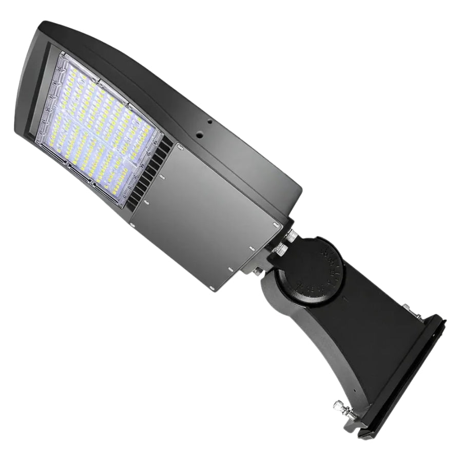 80W 100W 150W selectable LED parking lot light with adjustable arm mount for commercial pole lighting