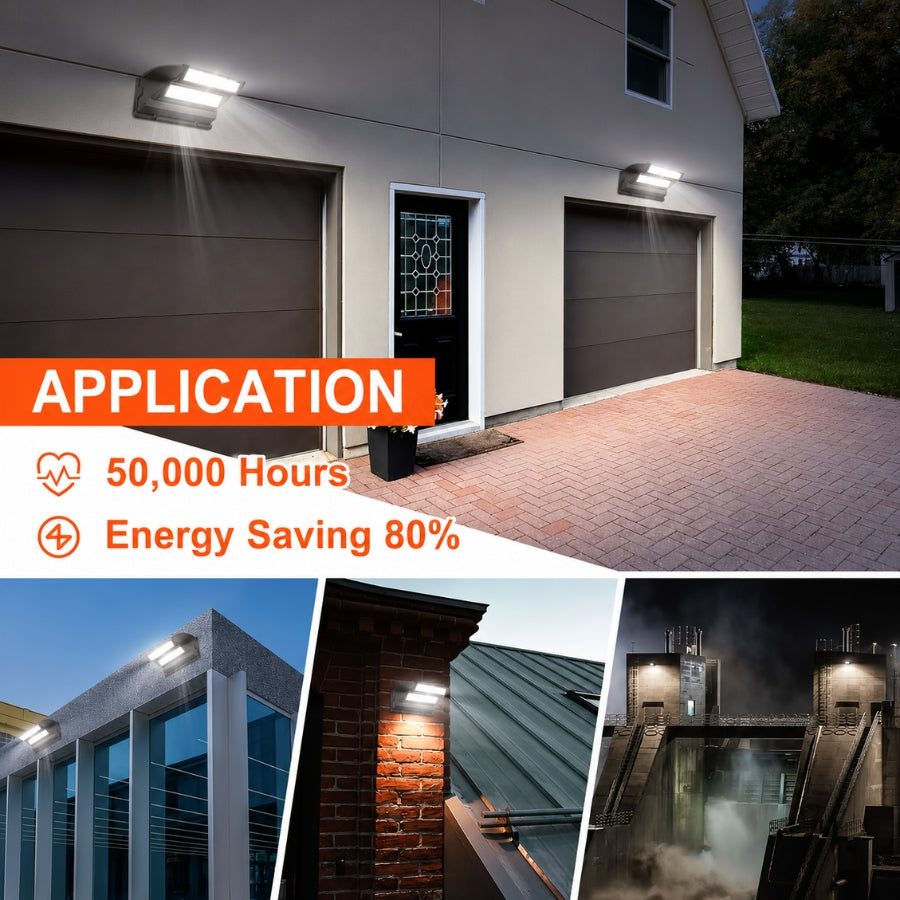 80W Rotatable LED Wall Pack | 10,800 Lumens | 350° Adjustable Optics | 120-277V | DLC Premium
