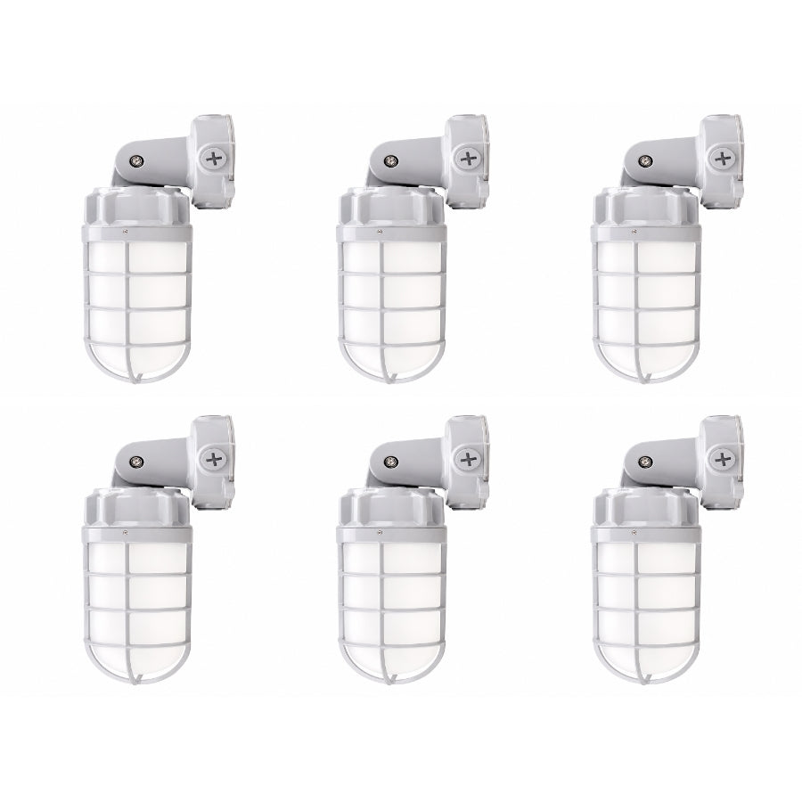 21W Vapor Tight LED Jelly Jar Light, Caged Ceiling & Wall Mount Utility Light, 2,562 Lumens, 5000K Daylight White, IP65 Waterproof, UL/cUL Certified, 120-277 VAC, Commercial & Industrial Lighting Fixture, 5-Year Warranty