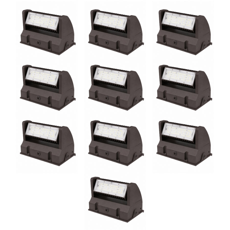 40W Rotatable LED Wall Pack | 5,400 Lumens | 350° Adjustable Optics | 120-277V | DLC Premium