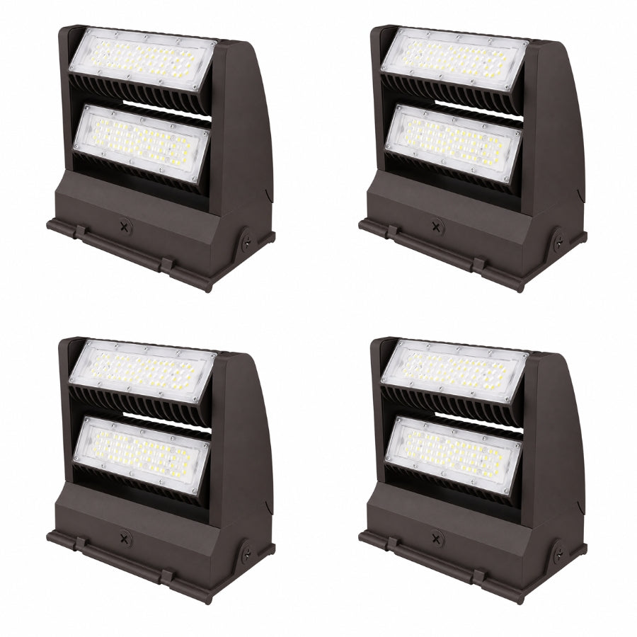 80W Rotatable LED Wall Pack | 10,800 Lumens | 350° Adjustable Optics | 120-277V | DLC Premium