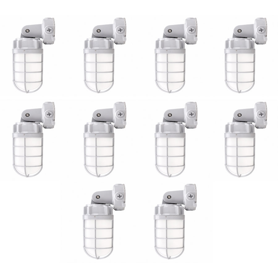 21W Vapor Tight LED Jelly Jar Light, Caged Ceiling & Wall Mount Utility Light, 2,562 Lumens, 5000K Daylight White, IP65 Waterproof, UL/cUL Certified, 120-277 VAC, Commercial & Industrial Lighting Fixture, 5-Year Warranty