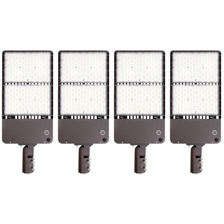 300W/350W/400W/450W/500W Selectable LED Parking Lot Light, 80,000 Lumens, 3000K/4000K/5000K Selectable, Type III Distribution, 120-277V, Photocell Ready, 1,500W Metal Halide Equivalent, 0-10V Dimmable, IP65 Waterproof, UL & DLC Certified, 5-Year Warranty