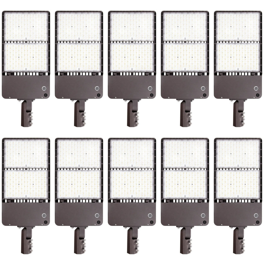 300W/350W/400W/450W/500W Selectable LED Parking Lot Light, 80,000 Lumens, 3000K/4000K/5000K Selectable, Type III Distribution, 120-277V, Photocell Ready, 1,500W Metal Halide Equivalent, 0-10V Dimmable, IP65 Waterproof, UL & DLC Certified, 5-Year Warranty