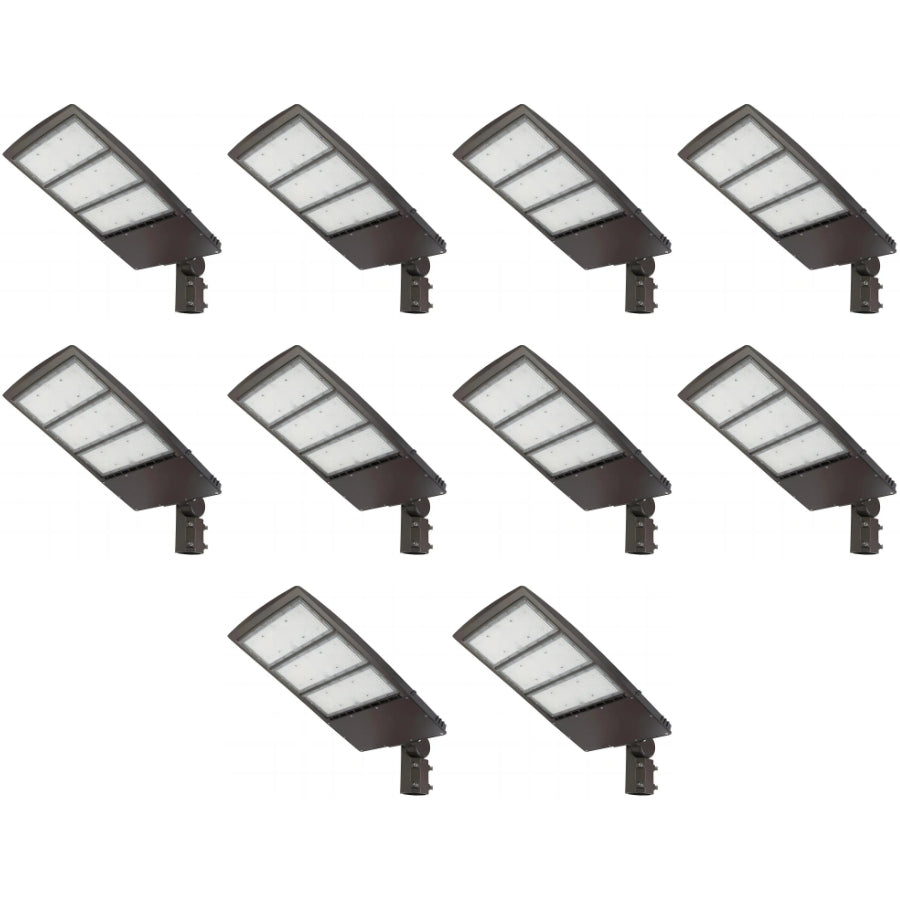 Eight-pack bundle of UpgradeToLED LED parking lot fixtures designed for contractors, property managers, and large outdoor lighting installations.