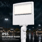 Commercial-grade 150W LED parking lot light with IP65 waterproof construction and 120-277V operation, designed for reliable outdoor lighting in all weather conditions.