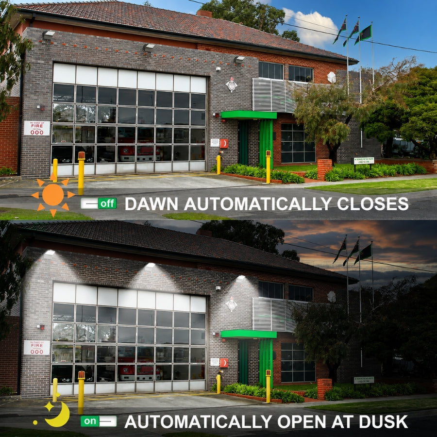 Built-in dusk-to-dawn photocell automatically switches the Selectable LED Full Cutoff Wall Pack on at dusk and off at dawn to improve energy efficiency and outdoor security lighting.