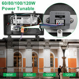 Internal wattage selector for the Selectable LED Full Cutoff Wall Pack allowing installers to choose 60W, 80W, 100W, or 120W output during installation for flexible commercial lighting.