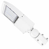 150W LED Parking Lot Light, 21,000 Lumens, 5000K Daylight White, Type III/Type V Distribution, 120-277V, Photocell Ready, 600W Metal Halide Equivalent, 0-10V Dimmable, IP65 Waterproof, White Housing, UL & DLC Certified, 5-Year Warranty