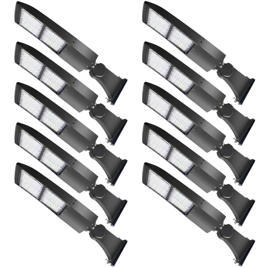 Bulk 300W LED parking lot lights with arm mounts for large parking lots and commercial properties