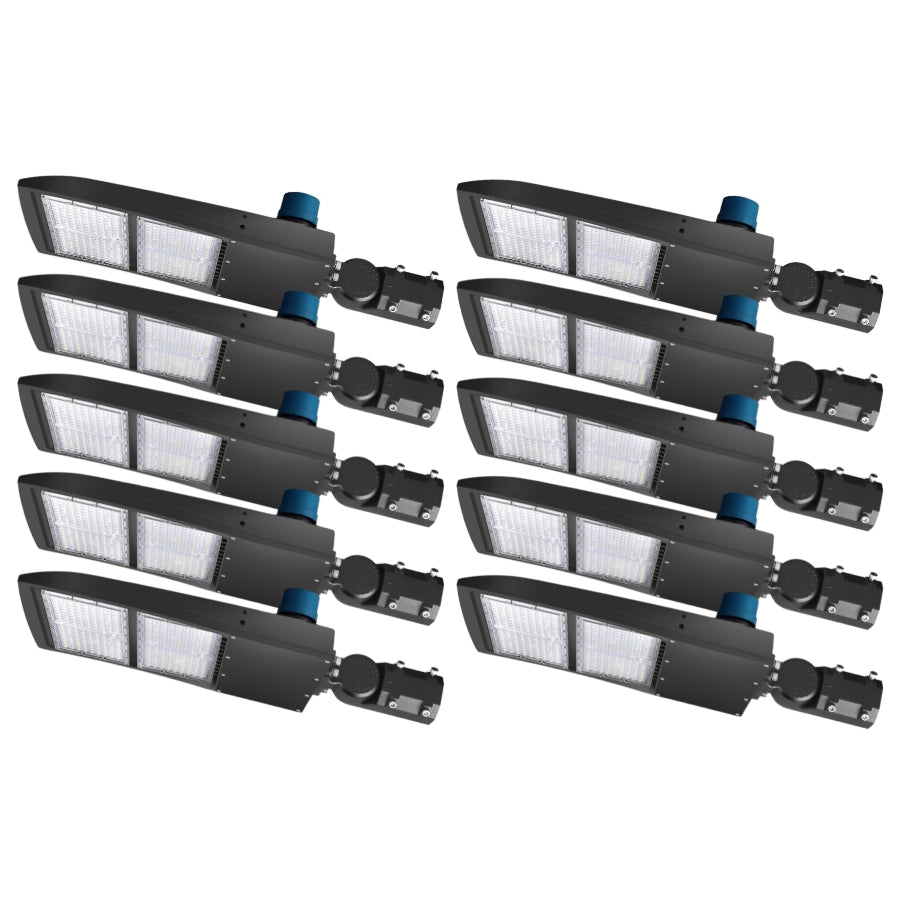 Bulk LED parking lot lights with slip fitter mounts for large commercial parking areas