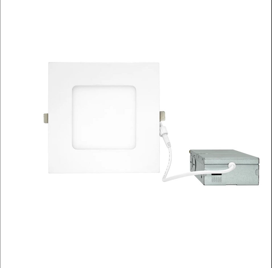 Square 6" Dimmable Slim LED panel light, 12W 960lm,120V Triac  dimming,27K,30K,35K,40K,50K CCT  turnable ,  ES ETL listed,white  housing