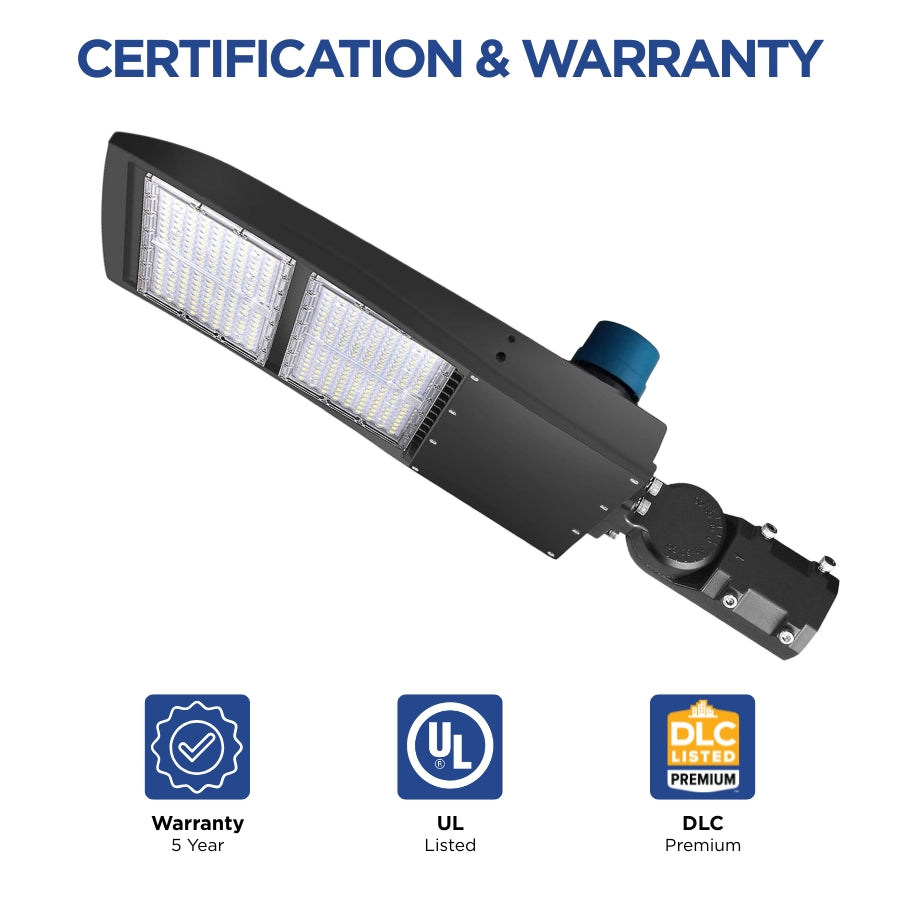 UL Listed DLC Premium LED parking lot light with 5-year warranty
