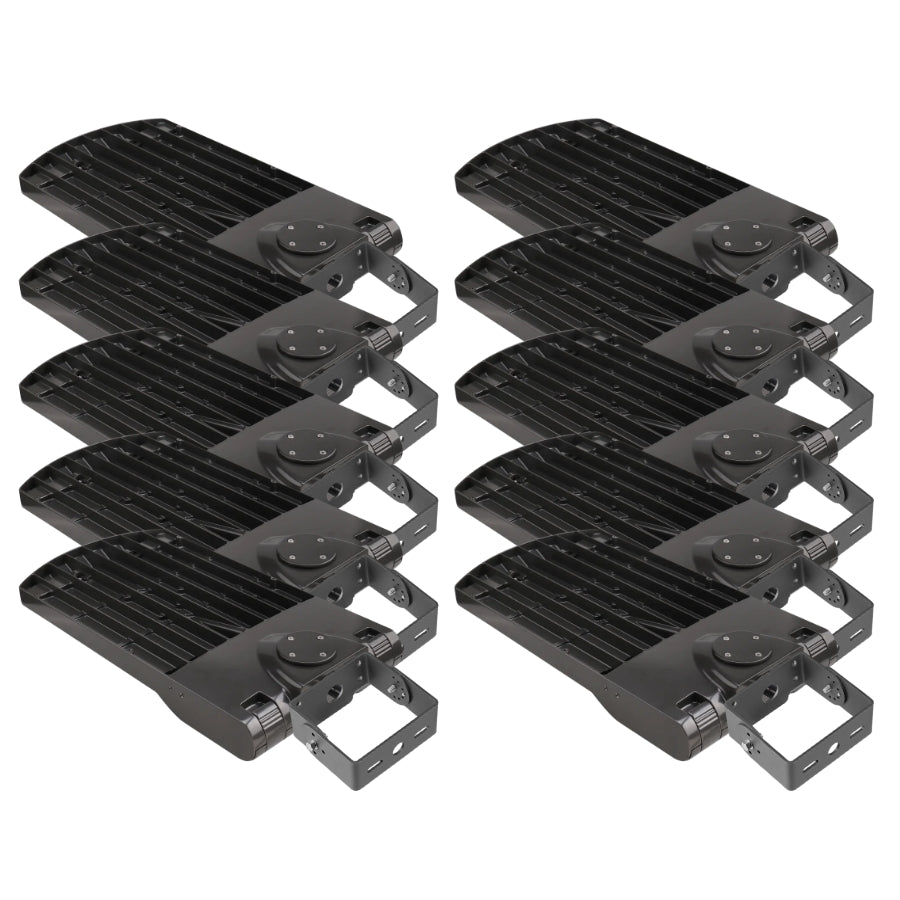 10 pack metal LED light bar fixtures arranged in two columns of four on a plain white background.