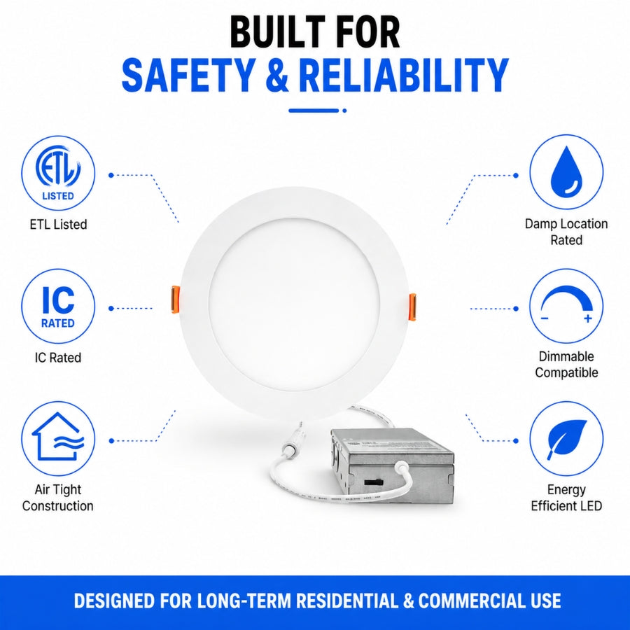 4 inch dimmable recessed downlights​
with safety and reliability features on a white background at upgradetoled.com
