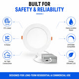 4 inch dimmable recessed downlights​
with safety and reliability features on a white background at upgradetoled.com